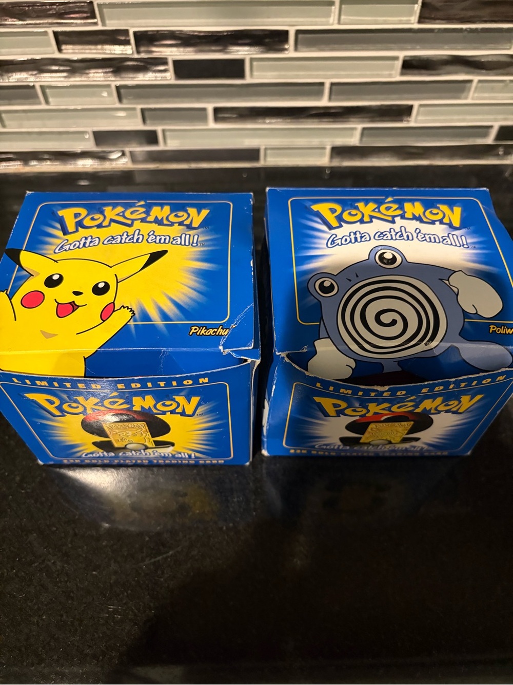 Limited Edition Blue Pikachu & Poliwrath Collectible Boxes Burger King 1999
